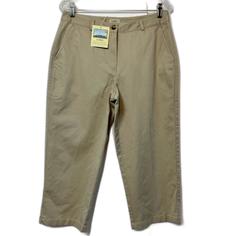 L.L. Bean Pants Cropped Wide Leg Khaki Size 10 Petite